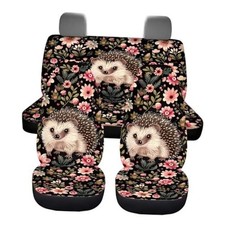 Print Car Seat Covers Full Set, Auto Seat Protector Hedgehog Retro Flower