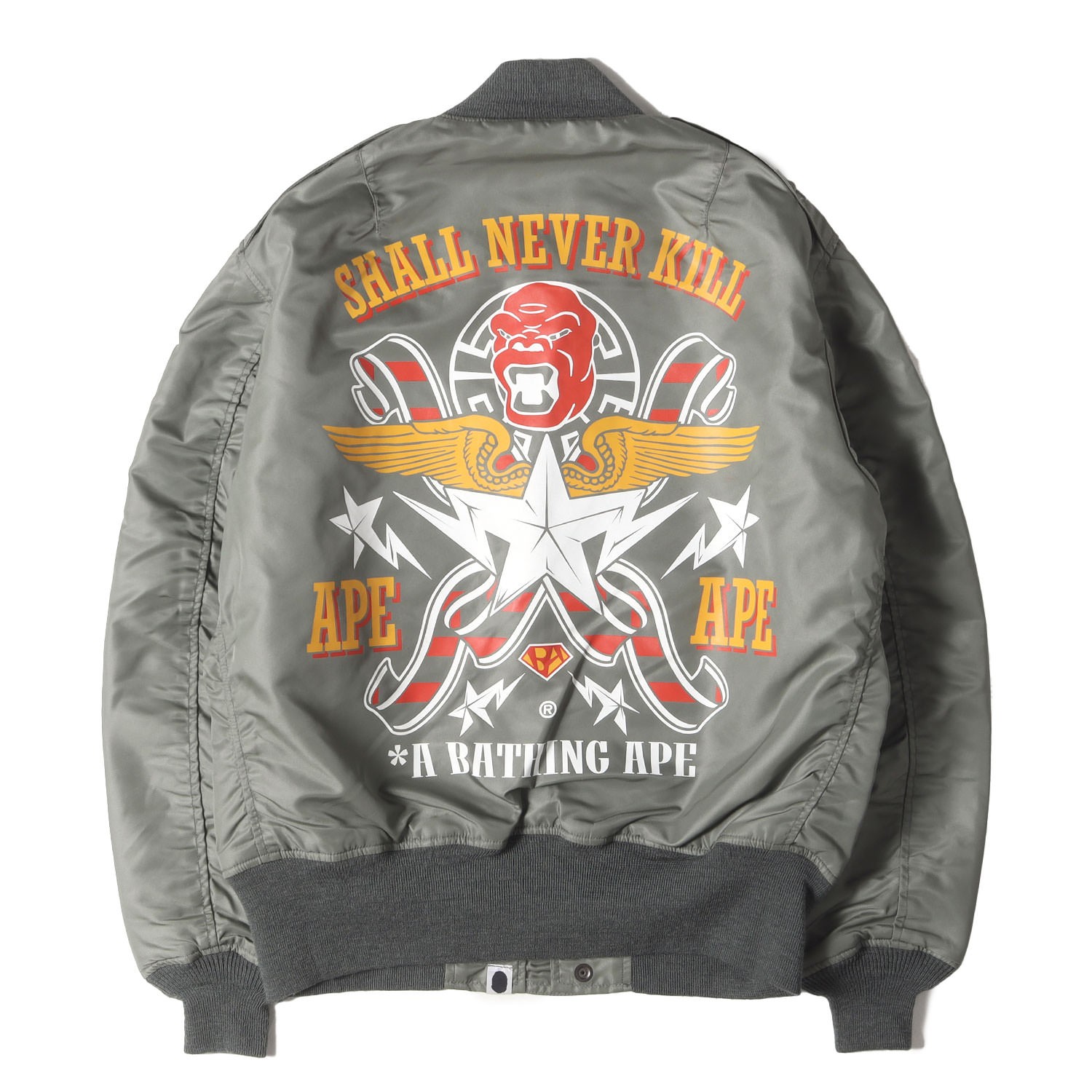 A BATHING APE Jacket Sage Green SizeS 00s THE REAL McCOYS Wing Logo L-2B Flight