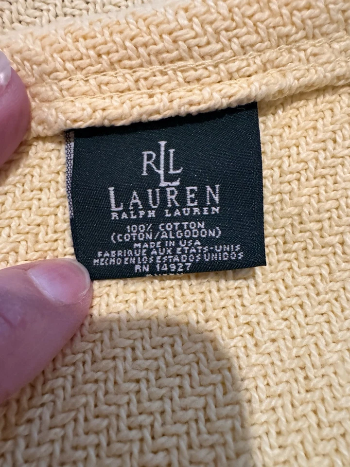 Manta Térmica Ralph Lauren Queen De Colección 100% Algodón EE. UU. Amarillo Tejido Waffle Foto 3 de 4