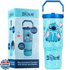 Get Trend Disney Stitch Tumbler with Straw 30oz Kids Teens Insulated Cup with