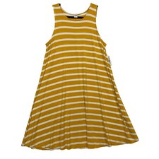 Old Navy Women's Yellow White Striped Sleeveless Swing Dress Size Medium NWT