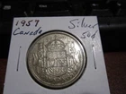 Canada 1957 - 50 Cent half dollar Canadian Coin - 80% Silver
