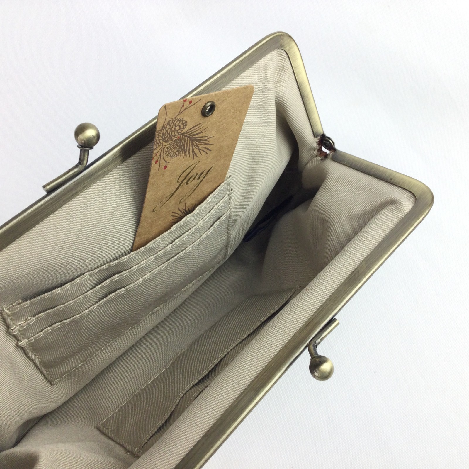 American Leather Co Bag Brown Clutch Purse Tooled Emboss Leather Kiss Clasp 9x7"