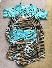Super cool lot of boy's MOLO swimwear - rashguard & trunks, fab prints, age 6-8