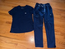 Ladie  s FIGS Navy Blue Scrub Set Cargo Pants Technical Collection Adult Smalll