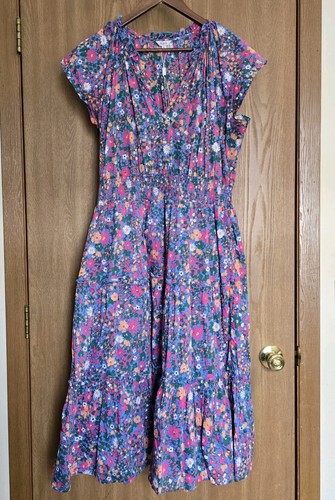 Rails Amellia Leilani Floral Tiered Midi Dress NWOT $248 Sz XL Short Sleeve - Picture 2 of 12