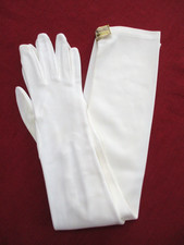 Vintage NWT Finale White Opera Gloves Mousquetaire Pearl Button Opening 23"