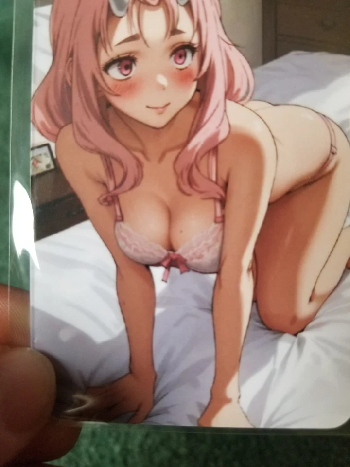 PINK HAIR LINGERIE BABE WAIFU ANIME CARD - Image 4 of 4