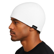 White Solid Warm Winter Ski Snowboard Knit Skull Beanie Beanies Cap Hat Hats