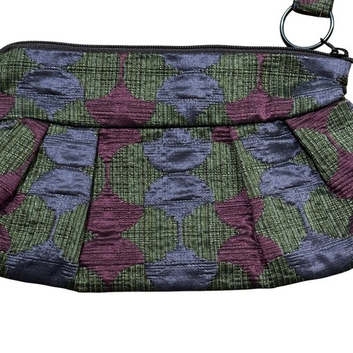 Maruca Hand Made in Boulder Colorado Stoff Armband Clutch Handtasche Grün Lila - Bild 7 von 7