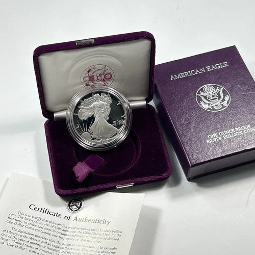 1986-S American Silver Eagle 1 oz Fine Bullion Proof Coin Set with Box and COA