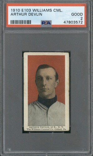 Arthur Devlin 1910 E103 Williams Caramels card
