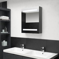 Led-Spiegelschrank FüRs Bad GläNzend Grau 50X14X60 Cm