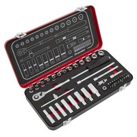 Sealey Metrische Sockel Set 49Pc 0.6Cmd Tief Und Flach Einzel Sechskant Satin