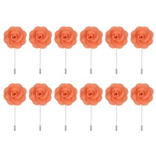 12Pcs Groom Boutonnieres Rose Boutonnieres Pins 3.5"x1.6" for Wedding Orange