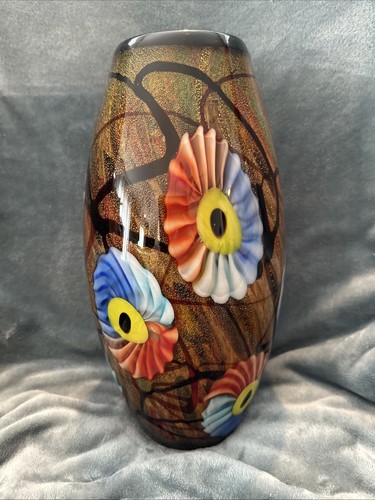 SELTENE - RIESIGE - MURANO MUNDGEBLASENE GROSSE MILLEFIORE ABSTRAKTE GLAS VASE - MAKELLOS! - Bild 4 von 11