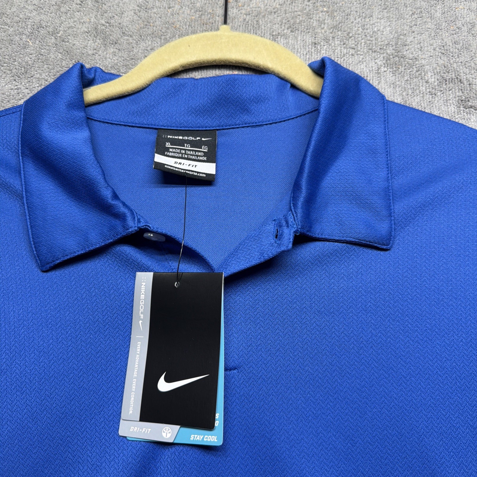 Nike Golf Mens Blue Dri-FIT Polo Shirt Short Sleeve Performance Athletic Size XL