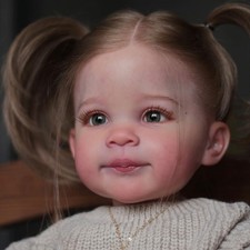 30" Reborn Doll Toddler Girl with Rooted Brown Hair, Painted Vinyl Cloth Body