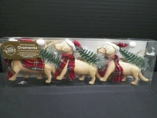 Winter Wonder Lane 3 pk Tan Brown Dogs Christmas Tree Holiday Ornaments