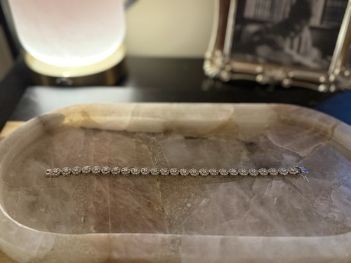 925 Sterling Silver Moissanite Tennis Bracelet 8” 7.1mm Iced - Picture 1 of 6