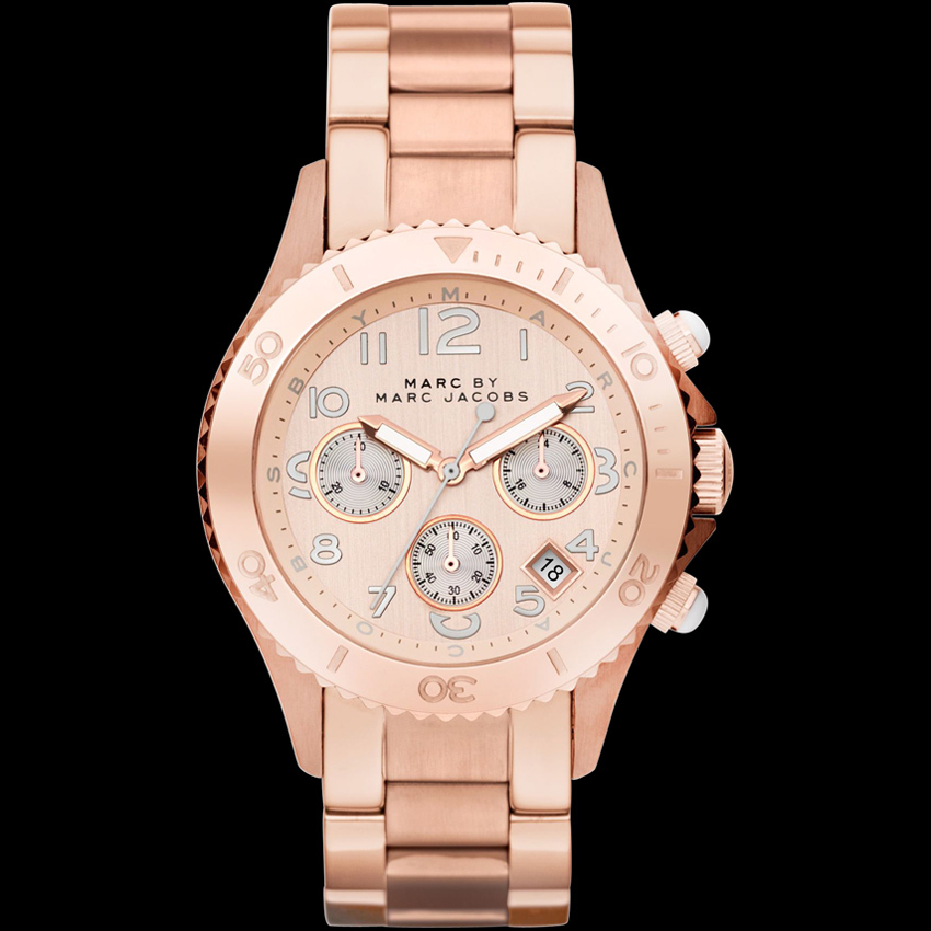 NEW MARC JACOBS ROSE GOLD STAINLESS STEEL ROCK CHRONOGRAPH  display picture 3