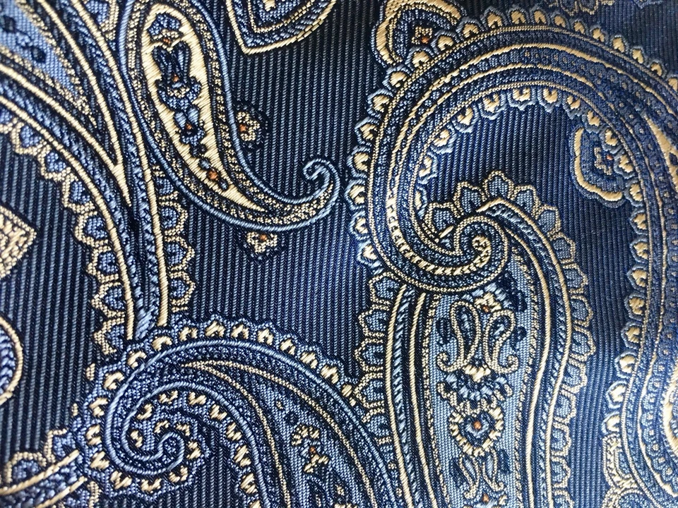 Camisas Personalizadas Moda Georgio Phoenix Gris Azul Dorado Seda Paisley Cosidas a Mano EE. UU.  Foto 2 de 4