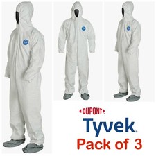 DuPont Tyvek Coverall with Attached Boots and Hood - White, M, L, XL, 2XL, 3XL