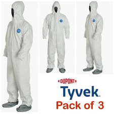 DuPont Tyvek Coverall with Attached Boots and Hood - White, M, L, XL, 2XL, 3XL