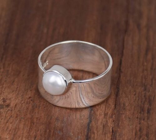 Pearl Gemstone Ring 925 Sterling Silver Women Handmade Ring All Size SH354 - Picture 2 of 4
