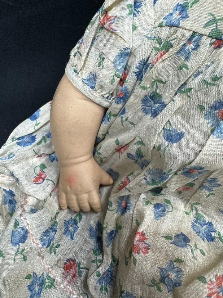 "MUÑECA BEBÉ COLECCIONABLE VINTAGE COMPOSTION 20"" PELO CASTAÑO OJOS MARRONES ABIERTOS CERRADOS" Foto 4 de 4