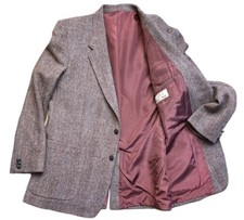 Harris Tweed 44R Brown 100 Wool 2 Button Sport Coat Jacket