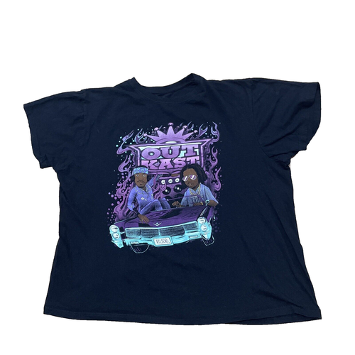 OUTKAST t Shirt Adult 2XL ATLIENS Music HipHop Rap Purple Black Crop Graphic Tee