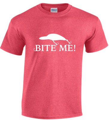 Mens Funny T-shirt Fishing Lure Gifts Dad Fathers Day Funny Saying Humor Bite Me