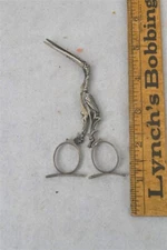 antique midwife  umbilical clamp babies 19th c silver stork original