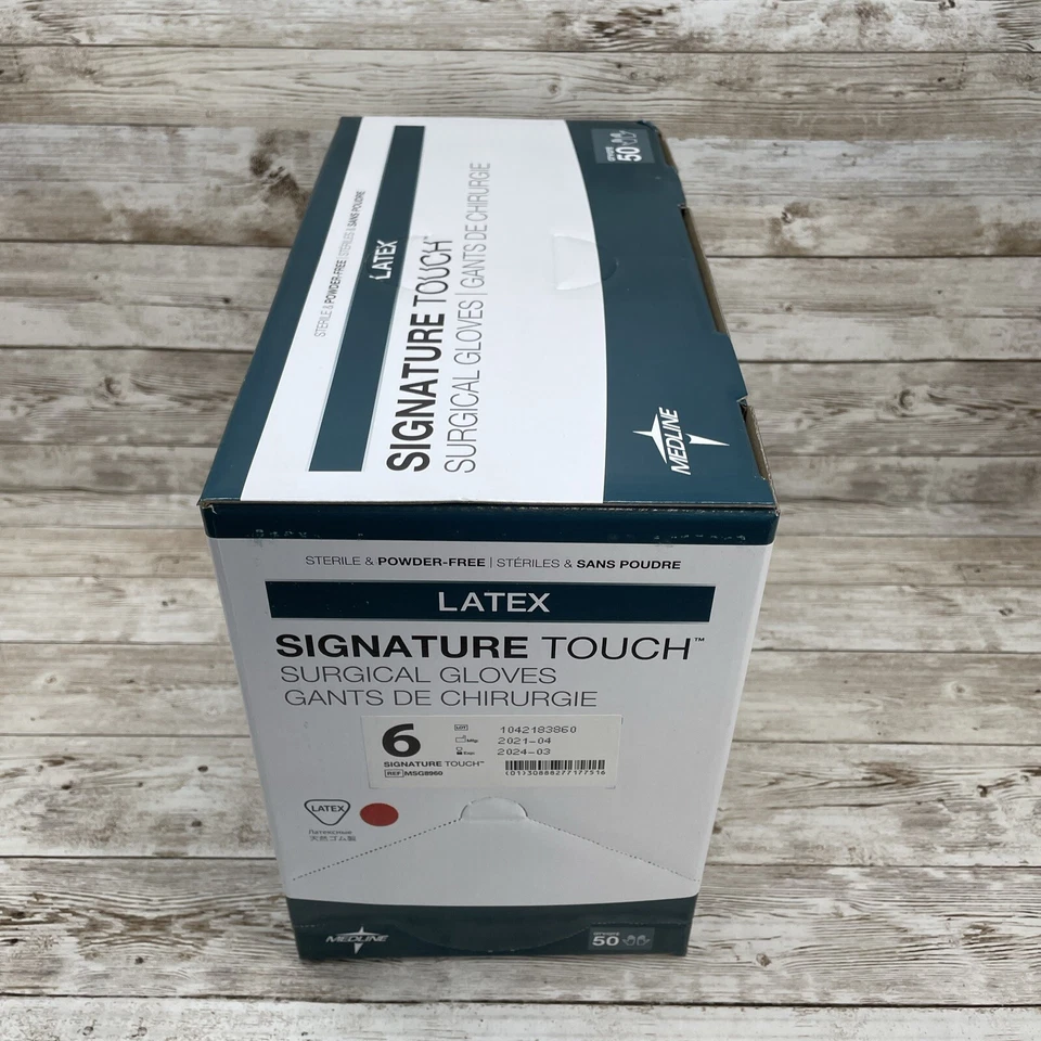 1 caixa de luvas cirúrgicas Medline Signature Touch LATEX tamanho: 6 MSG8960 *Veja datas* - Imagem 3 de 4
