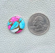 13Ct  Rare Cotton Candy Kingman Turquoise Round Cabochon Pendant Gemstone DK=378