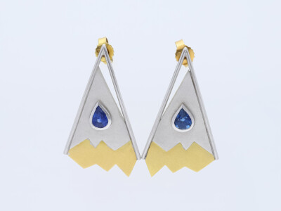 Ohrringe Ohrstecker 1,20 Karat Saphire 950 Platin 750 Gelb Gold Wert: 4.000 EUR