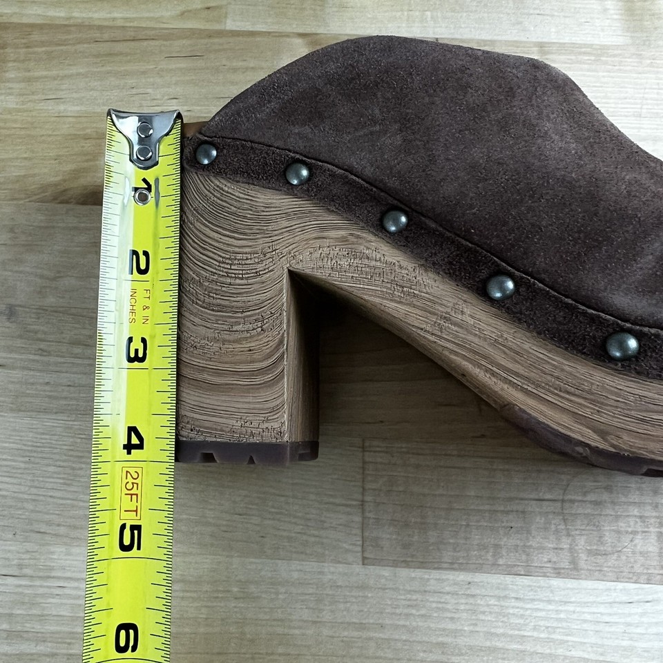 Kork Ease Sudbury Brown Suede Leather Heeled Slip On Clogs Mules Shoes