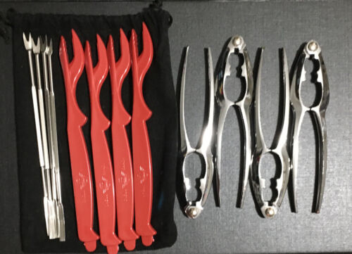 Seafood Tools Set 4 Each Crab Crackers, Lobster Shelters, & Crab Leg Forks/Picks - Picture 1 of 1