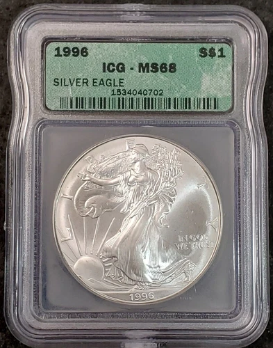 1996 $1 ICG MS68 Silver American Eagle 1534040702