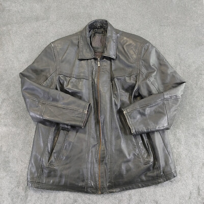 Roger Kent Jacke Herren Extra Large 50R Schwarz Leder Full Zip Robust 