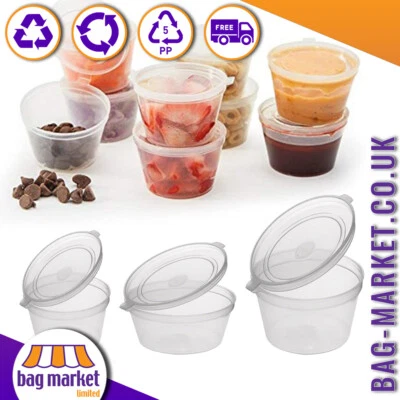 Hinged Lid Sauce Pots 1oz 2oz 4oz Clear Plastic Container for Takeaway Paint Wax