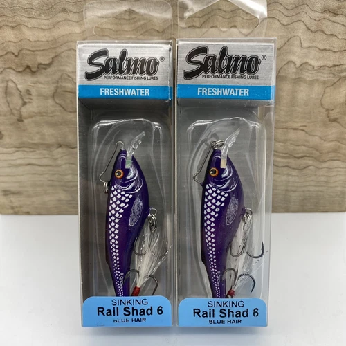 (2) Salmo Sinking Rail Shad 6 Crankbaits 2 3/8" 1/2 Ounce BLUE HAIR