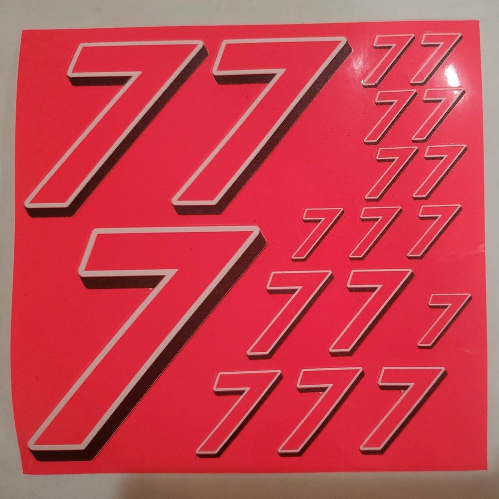 PINK FLUORESCENT wht/blk Racing#7's vinyl Decal Sheet1/8-1/10-1/12 RCModelx