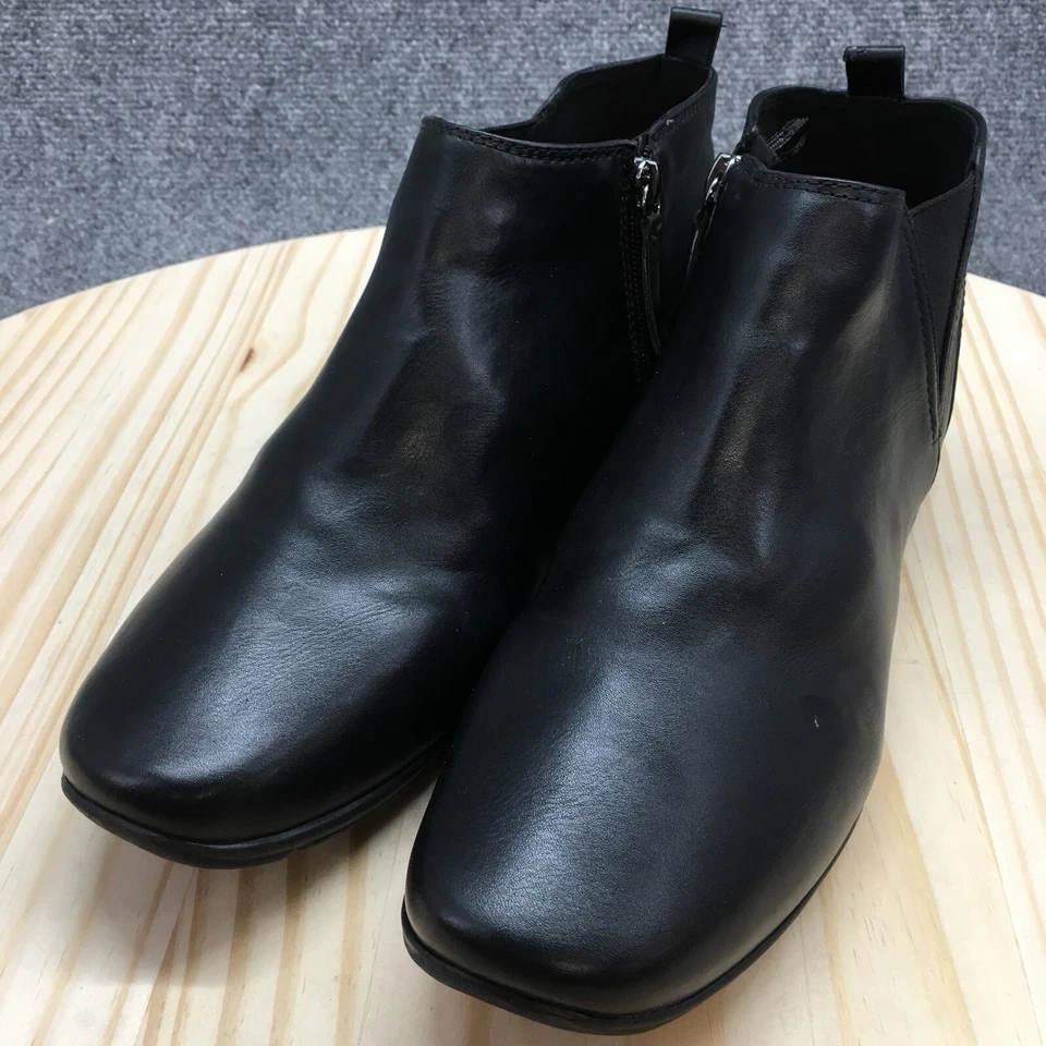 Easy Spirit Boots Womens 10 M Aerial Ankle Bootie Black Faux Letaher Square Toe - Image 3 of 4