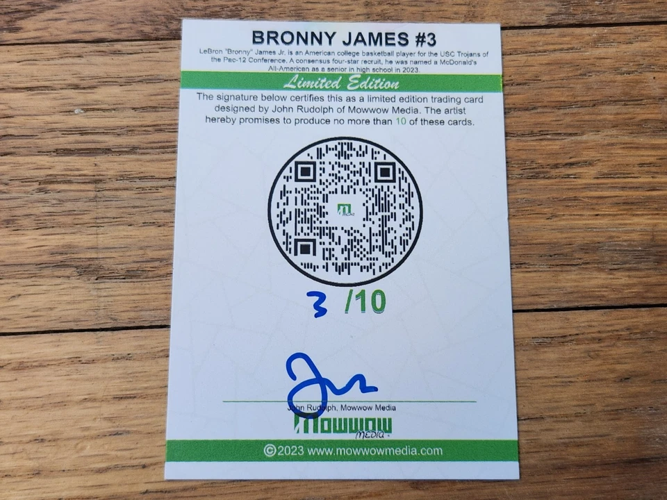 3 tarjetas de boceto firmadas por artista de los troyanos de Bronny James USC John Rudolph David Lee Foto 3 de 4