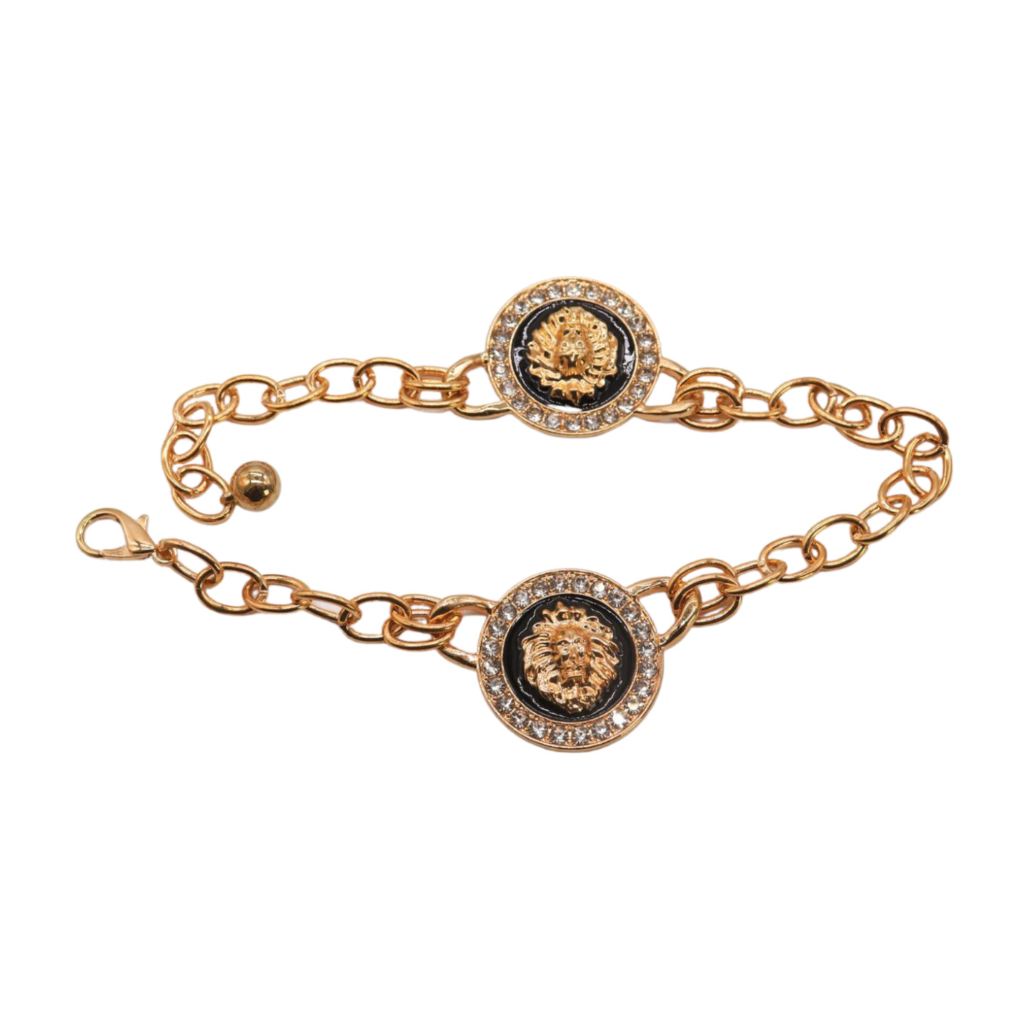 Women Gold Metal Chain Boot Bracelet Shoe Lion Coin Charms Travel Trip Accessory