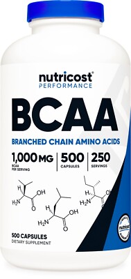 Nutricost BCAA Capsules 2:1:1 500mg, 500 Capsules