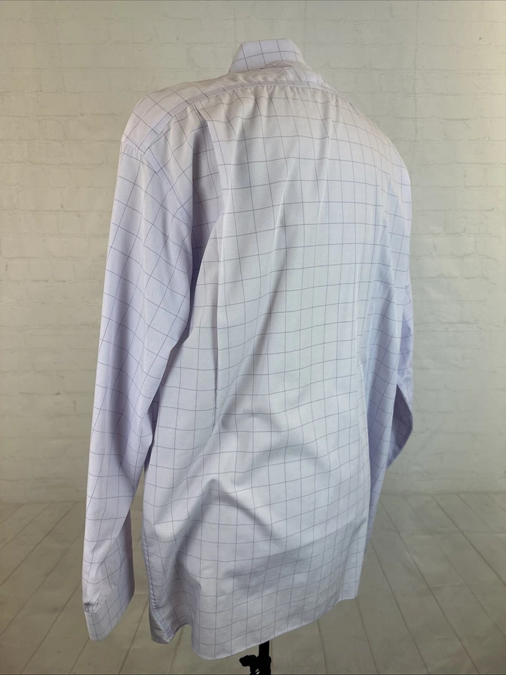 Jos. A. Bank Men’s Dress Shirt 18 35 Purple Plaid Cotton Big & Tall $148 - Image 3 of 4