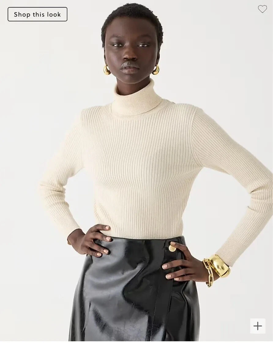 J Crew Small TENCEL lyocell blend ribbed turtleneck sweater Bj603